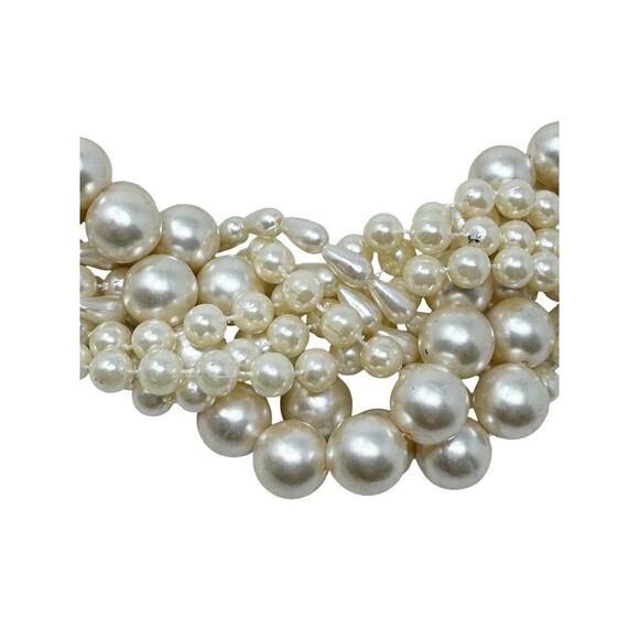 Vintage 80s Faux Pearl Cluster Net Belt Gold Tone Chain womens statement belt main image 4